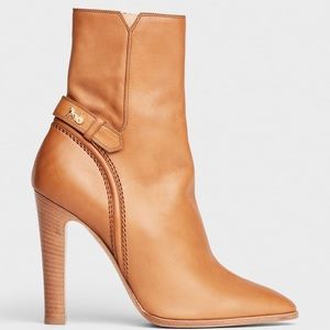 CELINE Camel Sulky 85 MM Leather Ankle Boots Size EU 40
